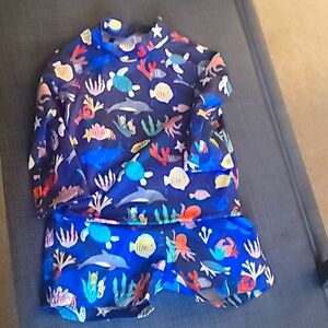 Boden Baby Rashguard and Shorts Underwater print